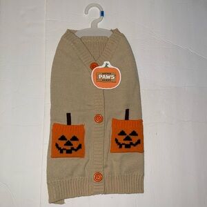 NWT Little Paws Acres Halloween Pumpkin Pocket Dog Sweater Size M